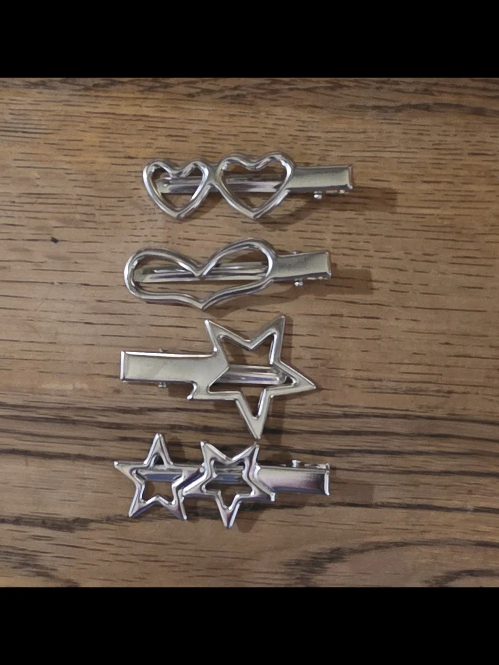 Y2K Aesethic Hair Clips- Assorted Silver Star & Heart Clips BNIB